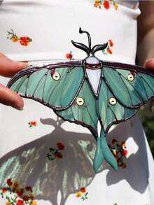 1件亚克力飞蛾窗饰，波西米亚风格家居装饰，自然灵感艺术品，适用于卧室、客厅、花园，送给飞蛾和蝴蝶爱好者的礼物（使用前请撕掉保护膜，材质：亚克力，非玻璃） - 彩色 - 查看 2