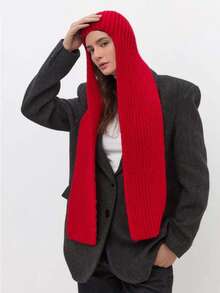 1 szt. Damski, jednokolorowy, swobodny, dzianinowy szalik z kapturem, miękki i wszechstronny, odpowiedni na wyjścia, do codziennych dojazdów, jesień/zima