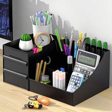 1 pieza Organizador de maquillaje, Caja de almacenamiento de perfumes y cuidado de la piel para el tocador, Soporte de lápiz labial de doble capa, Caja de almacenamiento para dormitorio, Estantería de exhibición, Bolsa de maquillaje, Esencial de viaje - Negro - Ver 6