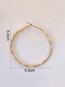 1 Pair Fashion White K-Plated Wavy Thin Hoop Earrings, 1 Pair Women's Stylish Minimalist Large Hoop Earrings