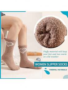 1/2/4 đôi tất lông cừu san hô, tất ngủ dày ấm áp dùng ở nhà, dành cho bà bầu, mùa thu/đông, một cỡ 35-43 - Nhiều màu - Xem 2