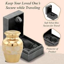 - Urn Ashes Adult Male Female Memorial Gifts, Ashes Keepsake L Aluminium Metal With Classic MOP Theme Velvet Box Handcrafted Memorial Box Funeral, 3 Cu In