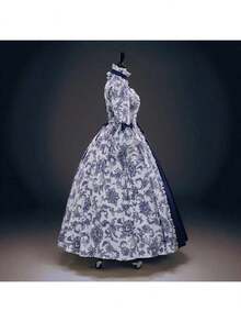 From Medieval To Victorian Era Court Dress Renaissance Gothic Lolita Style Dress With Puff Sleeves Cosplay Costume And Role Play Costume - Màu xanh lam - Xem 3