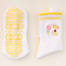 1Pair/Pilates Grip Socks For Women Yoga Grippy SocksCute Barre Non Skid Athletic Crew Sticky Sock Workout