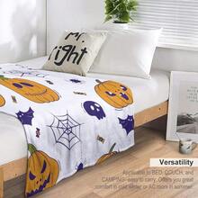Flannel Fleece Blanket Plush Spider Webs Witch's Hat Black Bats Decorated Pumpkins 40 * 30ingift - 30"x40"+Style-7 - View 5