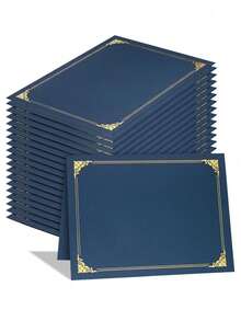 6pcs/20pcs Navy Blue Certificate Holders, Certificate Folders With Gold Foil Borders, Fits 8.5" X 11" Documents, Certificates, Awards