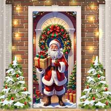 1pc Cute Santa Claus Background Cloth Banner, Polyester Fiber, Suitable For Christmas Party Decoration, Garden Decoration, Wall Decoration, Anniversary, Indoor And Outdoor, Courtyard Decoration, Home Decoration