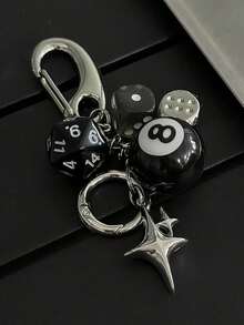 8pcs Dice Pendant Keychain, Handmade DIY Hanging Decor, Vintage Style Keychain, Suitable For Gifts, Bags, Keys, Car Accessories Christmas