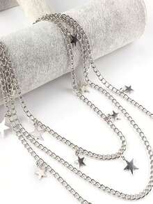 1 pieza Accesorio de cinturón unisex; Cadena de cinturón con decoración de calavera, estrella y cruz de estilo punk de metal remachado, de múltiples capas, adecuada para adolescentes, para uso en verano, deportes al aire libre, viajes, vacaciones, regalos de graduación, decoración de fiestas de cumpleaños o uso diario.