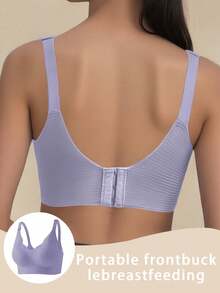 1pc Nursing Bra, Lift & Support, Pregnancy & Postpartum, Front Closure, Suitable For Large Bust - Purple - View 4