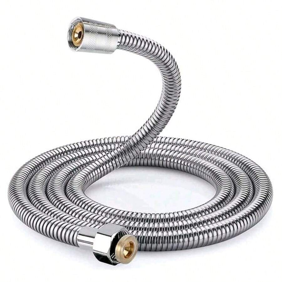1pc Stainless Steel Shower Hose, Bathroom Rain Shower Head Hose, Water Heater Inlet Hose, 1.5/2/3M Reinforced Flexible Shower Tube - Silver - View 1
