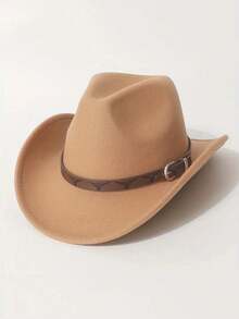 A Classic Cowboy Hat For Both Men And Women, Paired With A Brown Belt And A Silver-Black Bull Logo, And A Metal Buckle, Is An Adjustable Outdoor Performance Hat Suitable For Both Men And Women. It Is Perfect For Casual Daily Wear, Outdoor Activities, Horseback Riding, Party Stage Performances, And Western Cowboy Gatherings
