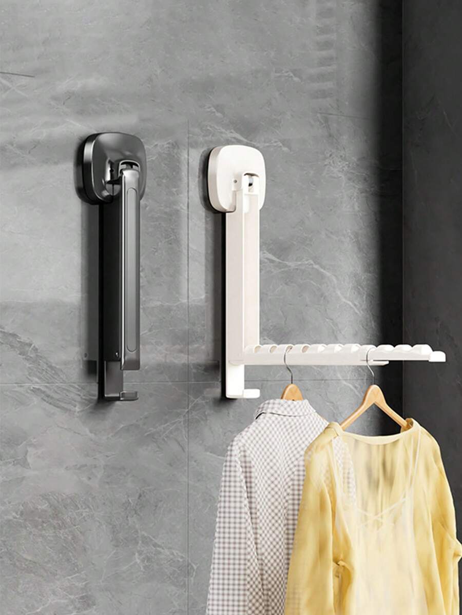 多功能可伸缩吸盘式衣架，家用壁挂式窗户晾衣架，免钻孔门钩，便携式旅行衣架，宿舍可折叠洗衣架，吸盘式收纳整理架 - 彩色 - 查看 1