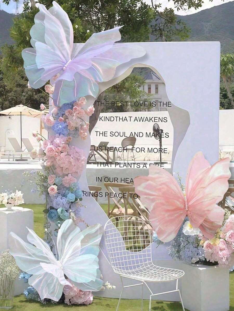 1/3/5 Silk Thread Artificial Butterflies, Suitable For Wedding Decoration Giant Gauze Fake Butterfly Store Window Display, Outdoor Garden Decoration, Birthday Theme Party Decoration, Home Decoration, Wreath Decoration, Large Floral Decoration, Table Decoration, Mother's Day And Gift, Party Decoration Butterfly, Outdoor Wedding Decoration. - Nhiều màu - Xem 1