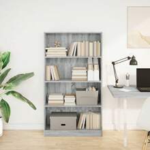 Libreria Larryhot Sonoma Grey 80x24x143 cm Legno ingegnerizzato, resistente e durevole, facile da montare, stile decorativo, adattA, Per riporre soprammobili, statuette, libri, piccoli oggetti, ecc. - Grigio - Visualizzare 3