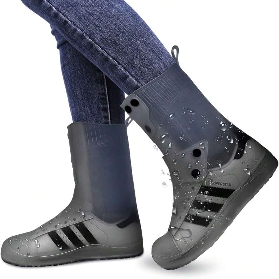 OranSee Cubrezapatos Impermeable, Viaje Antideslizante Plegabl de Reutilizable, Barro Ducha de Lluvia Contramedida de Lluvia Aplicable a Hombres y Mujeres - blanco - Ver 1