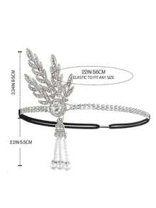 1pc Vintage 1920s Gatsby Inspired Feather-Shape Rhinestone Headband – Alloy Women's Hair Accessory For Elegant Occasions And Unique Gift Idea Valentine's Day Accessories - Multicolor - View 4
