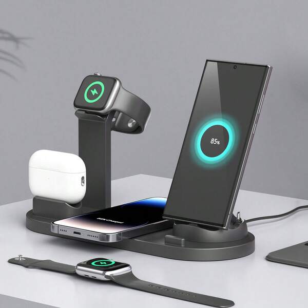 Multi-Device Charging, Wireless Charger Station Compatible With Samsung Ultra/S25/S24/S23/S22/S21/S20 Series, Compatible With IPhone 17/16/15/14/13/12/11/Xr/X/8 Series, Compatible With Google Phone Series, Compatible With Android Phone Series, Earphones Compatible With Pro2/4 Series, Compatible With Samsung For Buds Earphone Series, Compatible With Google Pixel Buds Earphone Series (Insertion Or Wireless Charging)