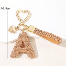 1pc Soft Ceramic Champagne Color Rhinestone Keychain, Cute Personalized Bag/Car Keyring, Heart Decor Gift For Mom, Friends Christmas Bag Charms Car Accessories Teacher Sister Gift Ideas