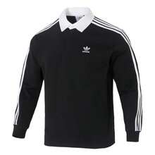 Adidas 男士POLO衫 Rugby polo 長袖T卹男裝秋季新款POLO衫翻領運動服休閒套頭衫 IZ4806 - 黑色 - 查看 1