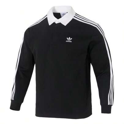 Adidas 男士POLO衫 Rugby polo 長袖T卹男裝秋季新款POLO衫翻領運動服休閒套頭衫 IZ4806