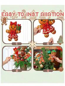 12 pièces/6 pièces Ensemble de décoration de fête de Noël européen et joyeux Ensemble de cadeaux en bois de bonbons Décorations pour arbre de Noël Arrangement de table de dessert Faveurs Décorations