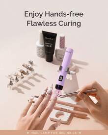 Handheld UV Light For Gel Nails With Stand, Mini Portable Cordless Nail Lamp With LCD Display, Eye-Protective Cover, Flash Curing For Glue Purple - purple with stand - View 2