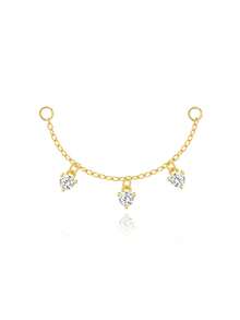 1pc 925 Sterling Silver Agate/CZ Earrings Chain Accessories 18k Gold Plated Earrings Connector Chain For Women Convertible Dangle Chain For Double Piercings