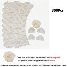 300 Stücke vorgefertigte Satinband-Rosenblätter für selbstgemachte Ewige Rosen, DIY Blumensträuße für immer, Blumen Satinblütenblätter für Hochzeit, Jahrestag, Geburtstag, Muttertag - Milchig weiß - Übersicht 11