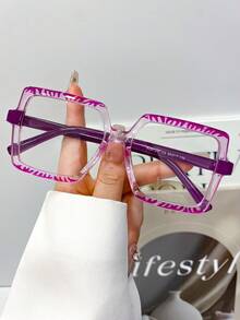 Nouvelles lunettes de mode unisexes à grand cadre vintage rayé carré, lunettes artistiques minimalistes de haute qualité pour un usage quotidien et polyvalent - Multicolore - Voir 12