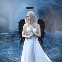 Adult Angel Wing Lightweight Feather Angel Wings And Halo Headband Cosplay Costumes Props For Party Accessories - 黑色 - 查看 2