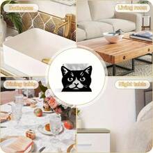 2D Plat 3 pièces Porte-serviettes en bois noir en forme de chat - Design mignon de visage de chat, style de ferme moderne pour la décoration de table, matériau en bois massif robuste convenant pour la cuisine, la salle à manger, le pique-nique - Rangement et décoration de serviettes, accessoire essentiel pour fête, produit en bois durable, décoration thématique chat, arrangement de fête, 2D plat