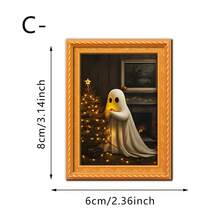 1/8 件油画风格磁性装饰艺术冰箱贴，圣诞树和鬼魂创意磁铁，圣诞节万圣节时尚磁性冰箱贴套装，方便在冰箱上整理用于厨房整理和展示 - 多色1 - 查看 10