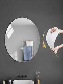 1 套圆形和椭圆形自粘式非玻璃镜面墙贴，大型亚克力透明镜面圆盘，用于浴室、卧室、门、梳妆台、墙壁装饰的装饰圆形镜子 - 銀色 - 查看 6