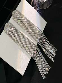 Stylish Long Tassel Women's Pendant Earrings, Versatile For Formal Occasions - Silver - View 6