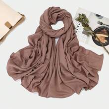 1pc Women's Classic Retro Solid Color Crinkle Breathable Soft Headscarf, Ladies' Versatile All-Season Fashion Headwrap, Multi-Functional Outdoor Windproof, Decorative Elegant Scarf, Shawl