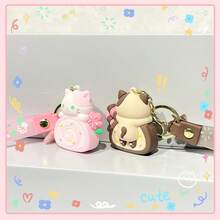 New Cute Cat Cake Roll Cartoon Keychain, Adorable Plush Doll Keyring For Car, Backpack, Small Gift