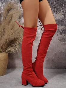 Fall/Winter Women's Fashionable Solid Color Over-The-Knee High Heel Boots For Daily Wear,Party