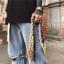 1pc Baddie Edgy-Cute Transparent Double-Layer Chain Waist Chain - Acrylic Paneled Street Style Accessory, Daily Street Outfit Decorative Pants Chain - Yellow - View 5