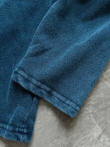 Men's Vintage Washed Round Neck Long Sleeve Back To School T-Shirt, Fall - Blue - View 4