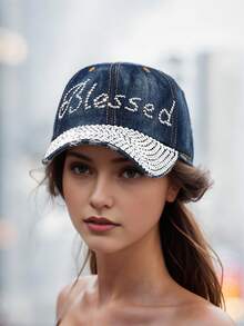 Sombrero de sol de moda para comercio transfronterizo, estilo deportivo hip hop con decoración de letras con tachuelas, adecuado para senderismo, camping, fiestas