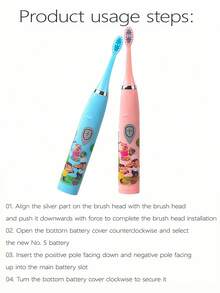 Electric Toothbrush, Smart Cartoon Soft Bristle Toothbrush With Replacement Brush Heads