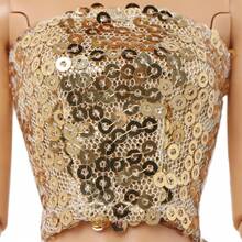 30CM 娃娃服装：金色上衣、长裤、耳环、鞋子、手链套装、公主玩具生日礼物/节日礼物（不含娃娃）