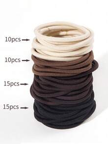 50个装女士黑色弹力发圈和彩色糖果发绳套装，高弹力马尾发圈和休闲发饰，橡皮筋头饰