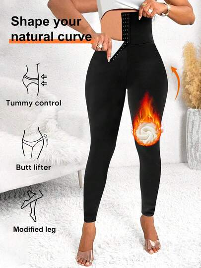 Damskie, dwurzędowe spodnie termiczne, regulowane, z polarową podszewką, modelujące talię i biodra, obcisłe legginsy z wysokim stanem. Modelujące brzuch, elastyczne rajstopy modelujące z wysokim stanem na jesień/zimę, spodnie do ćwiczeń fitness, wspierające po porodzie i do ćwiczeń.