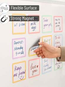 ملصقات لاصقة مغناطيسية، 4 * 4 سم - خاصة للاستخدام في العودة إلى المدرسة - ملصقات متعددة الأغراض للسبورات البيضاء والثلاجات والخزانات وما إلى ذلك، مع قلم مرفق - الخيار المثالي للمكتب وتنظيم الفصل الدراسي والتذكيرات في المنزل (ألوان عشوائية)