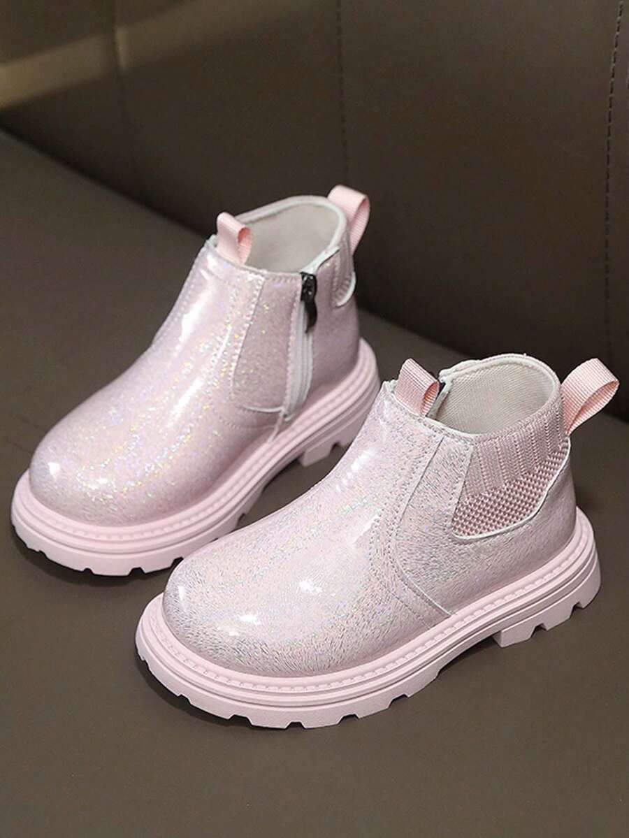 1双女童软底时尚百搭防滑保暖踝靴，适合秋冬 - 粉色 - 查看 1