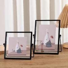 1pc Golden Metal Photo Frame, Acrylic Transparent Stand Photo Frame, Black Photo Desktop Decorative Frame,6-Inch 7-Inch 8-Inch Home Decoration Ornament, Holiday Gift, Festive Gifts, Creative Decorations - Black - View 1