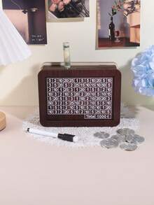 1 buc pușculiță din lemn asamblată creativ, artizanat rafinat din lemn, plan de economii portabil atât pentru bani de hârtie, cât și pentru monede, decorare desktop, un cadou de ziua de naștere pentru prieteni.