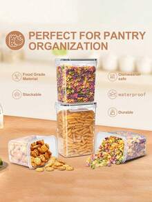 36pcs Pantry Storage Containers,Food Canister For Dry Food, Cereals, Airtight Food Storage Containers With Lids,Flour, Sugar, Ideal For Storage & Dishwasher - 黑與白 - 查看 9